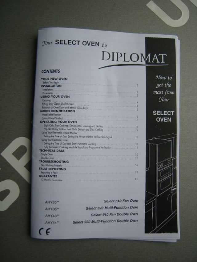 Diplomat Cooker / Oven INSTRUCTION MANUAL OIFUS600G